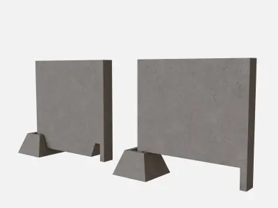 Concrete Fence 2 types Low-poly 3D model