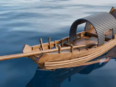 Wooden boat collection 5 Low-poly 3D model