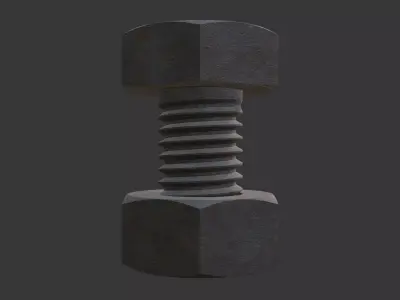 M10 Hex Bolts and Nuts with Rusty Iron Texture 3D model