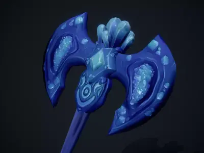 Stylized Diamond Axe Low Poly PBR Game Ready Low-poly 3D model