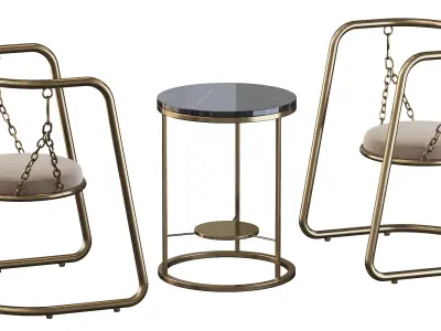 Coffee table and armchair 3D model