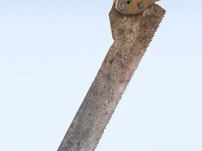 Handsaw High Poly old saw with wooden handle 3D model