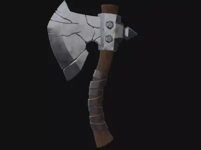 Stylized battle axe PBR low-poly game ready Low-poly 3D model