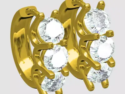 3 Diamond U Gellery Earring 3D print model