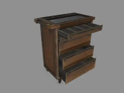 Cupboard metal cabinet with drawers Low-poly 3D model