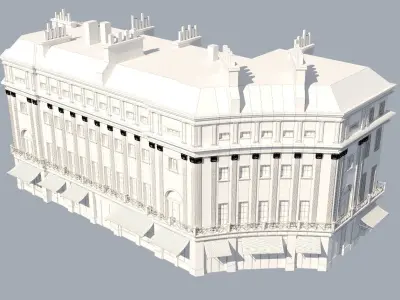8 European style buildings 3D model
