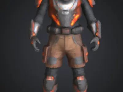 Emberclad Fire Soldier in Heat Resistant Iron Mask Low-poly 3D model