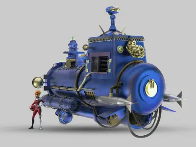Spaceship steam locomotive 3D print model