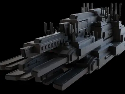 Mothership futuristic city Low-poly 3D model