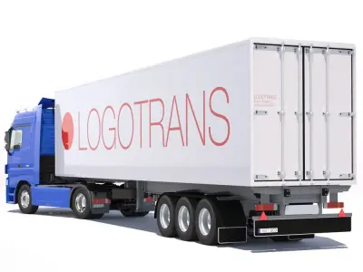 Mercedes Actros Space Cab Refrigerated Semi Trailer 3D model