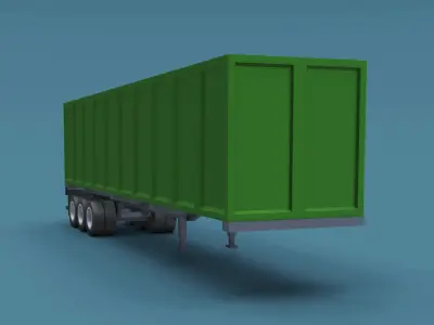 Cartoon Stylized  Container Semi Trailer Low-poly 3D model