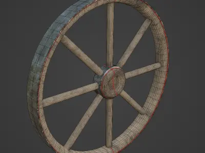 Western Wooden Wheel 01 3D model