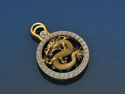 Chinese Dragon Pendant 3D print model 3D print model 3D print model