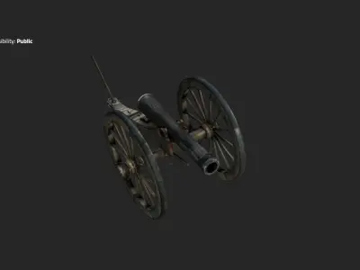 Field Artillery Gun Low-poly 3D model