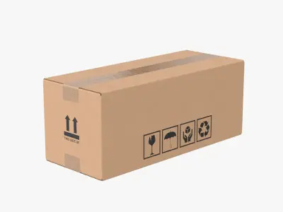Cardboard Box 50x20x20 Closed 3D model