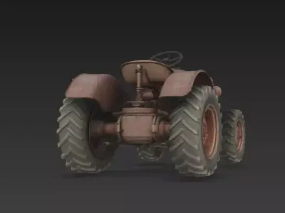 Vintage Rusty Farm Tractor Realistic Old Agricultural Machinery  3D model