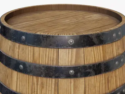 Wooden Barrel 01 3D model