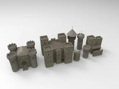 Castle constructor Low-poly 3D model