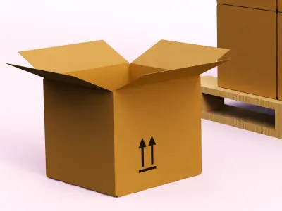 Wooden Pallet with cardboard boxes Free 3D model