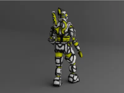 PSX style cyber soldier - Retro Modeling Character Low-poly 3D model