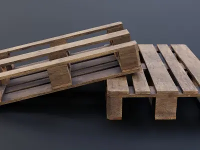 Pallet three wooden pallets Low-poly 3D model purchase