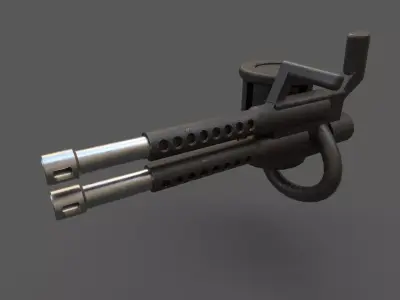 Heavy gameready minigun Low-poly 3D model