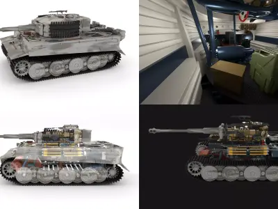 Fully built Panzer Tiger Tank Late 1944 v3 interior and engine 3D model