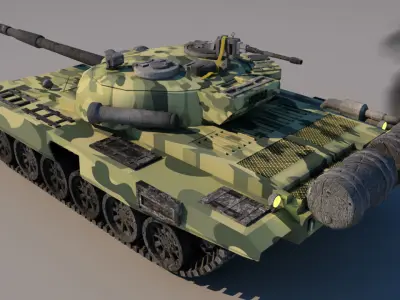 Rigged Army Tank Low-poly 3D model