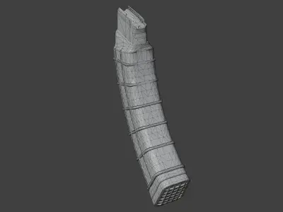 60 Round Quad AK magazine Low-poly 3D model