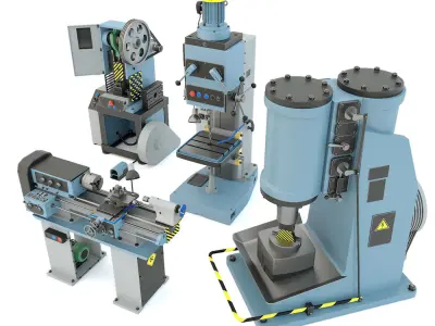 Forging hammer press drilling lathe machine tool - Collection 3D model