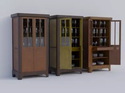 Rigged 19th Century Cupboard Biedermeier Style for blender Low-poly 3D model