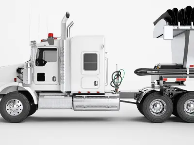 Long Hood Truck Generic Live Bottom Trailer 04 3D model