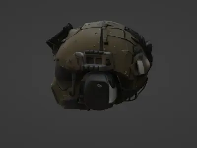 Advanced Tactical Combat Helmet  Sci-Fi Military Gear 3D model