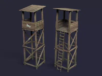 Observation tower Low-poly 3D model