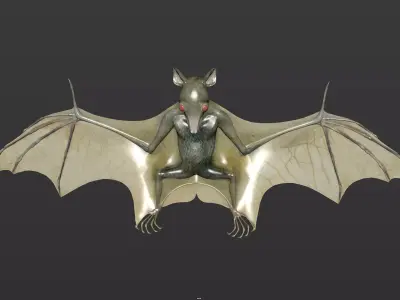 Bat low poly flying in air Low-poly 3D model