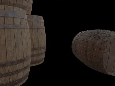 Medieval Wooden Barrel 001 Low Poly Low-poly 3D model
