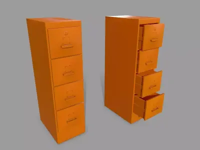 Cabinet tall orange shelf Low-poly 3D model