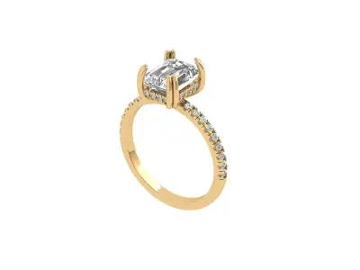 Emerald Solitaire Ring 3D print model 48