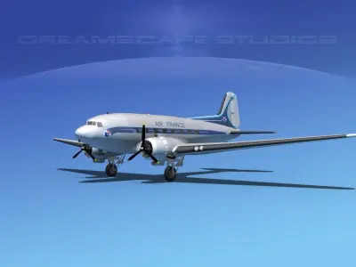 Douglas DC-3 Air France 3D model