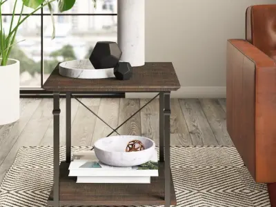 Zona Wood Medieval End Side Nightstand Table 3D model