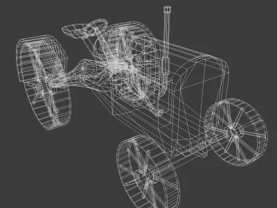 Low Poly tractor old Low-poly 3D model