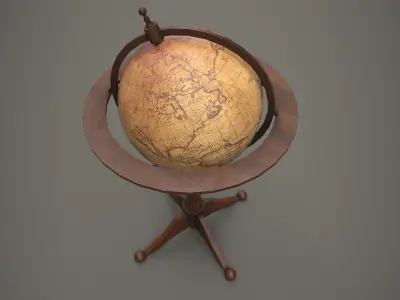 Standing Globe Antiques PBR Low-poly 3D model