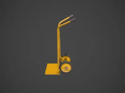 Yellow Sack Truck Low-poly 3D model