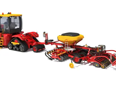 Tractor with Seed Drill 3D model 3