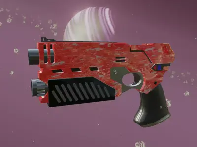 Space Pistol Red Low-poly 3D model