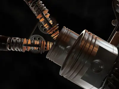 Motor eight-cylinder engine piston Free 3D model
