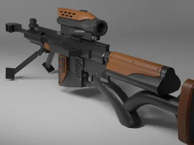 rifle weapon Low-poly 3D model
