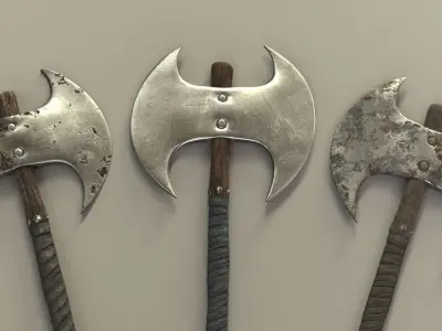 Double AXE Low-poly 3D model