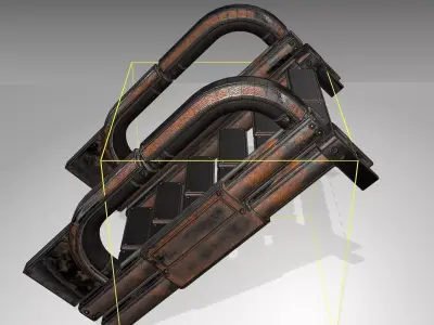 Futuristic Stairs - 2 - Rusty Textures Low-poly 3D model