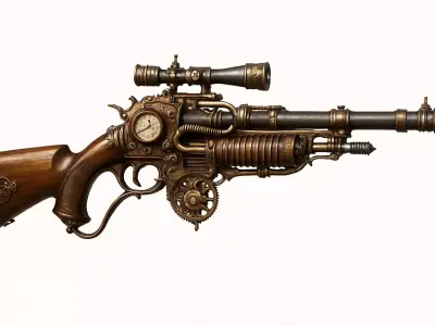 Steampunk gun Low-poly 3D model